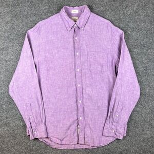 J Crew Shirt Mens M Purple 100% Linen Baird McNutt Long Sleeve Classic Fit